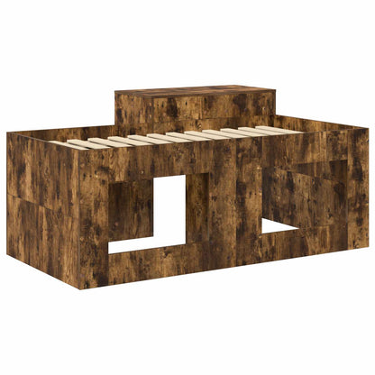 vidaXL Kids'High Bed Frame with Desk Smoked Oak 80 x 160 cm