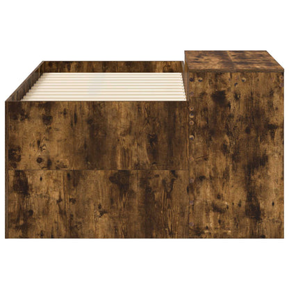 vidaXL Kids'High Bed Frame with Desk Smoked Oak 80 x 160 cm