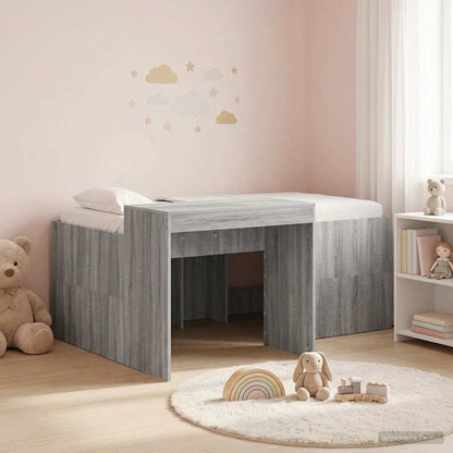 vidaXL Kids'High Bed Frame with Desk Grey Sonoma Engineered Wood