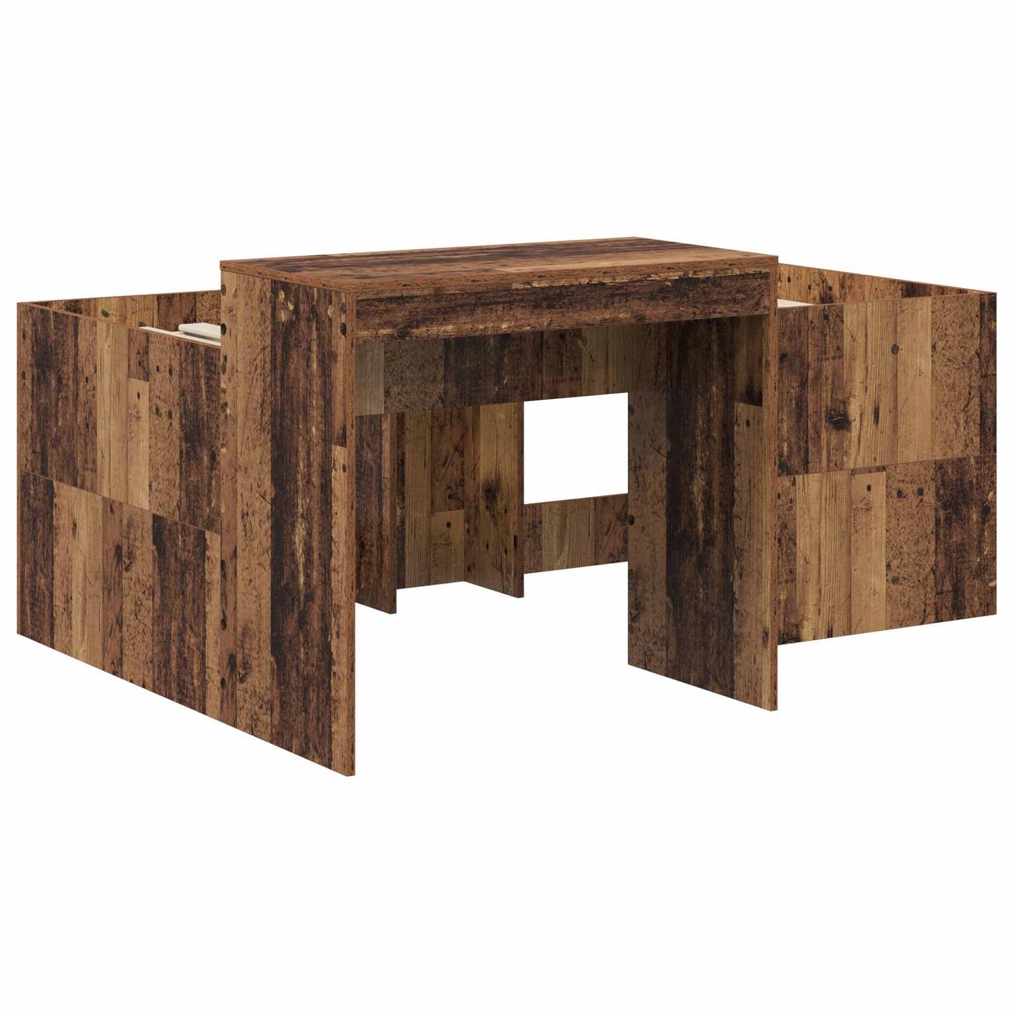 vidaXL Kids'High Bed Frame with Desk Old Wood Engineered Wood
