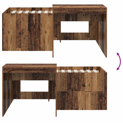 vidaXL Kids'High Bed Frame with Desk Old Wood Engineered Wood