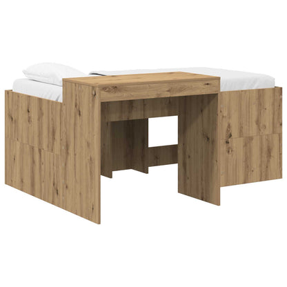 vidaXL Kids'High Bed Frame with Desk Artisan Oak Engineered Wood