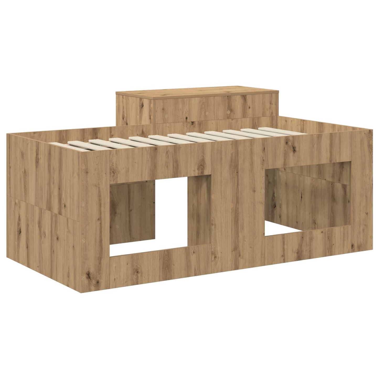 vidaXL Kids'High Bed Frame with Desk Artisan Oak Engineered Wood