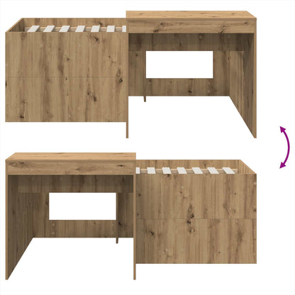 vidaXL Kids'High Bed Frame with Desk Artisan Oak Engineered Wood