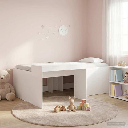 vidaXL Kids'High Bed Frame with Desk White Engineered Wood