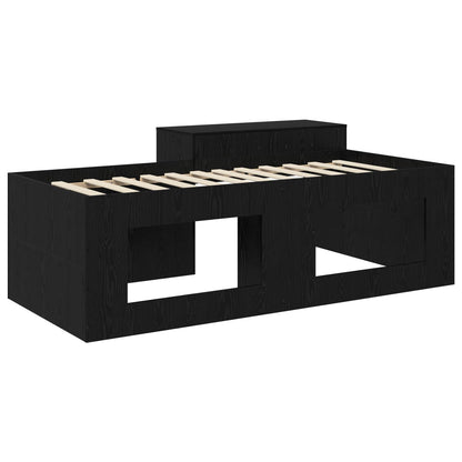 vidaXL Kids'High Bed Frame with Desk Black Engineered Wood