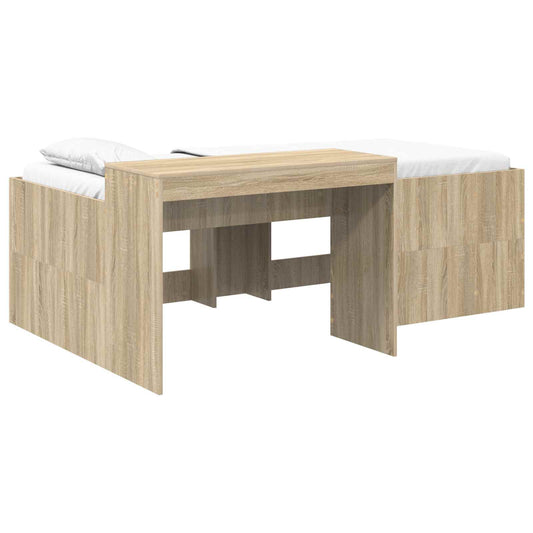 vidaXL Kids'High Bed Frame with Desk Sonoma Oak Engineered Wood