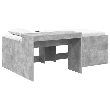 vidaXL Kids'High Bed Frame with Desk Concrete Grey Engineered Wood