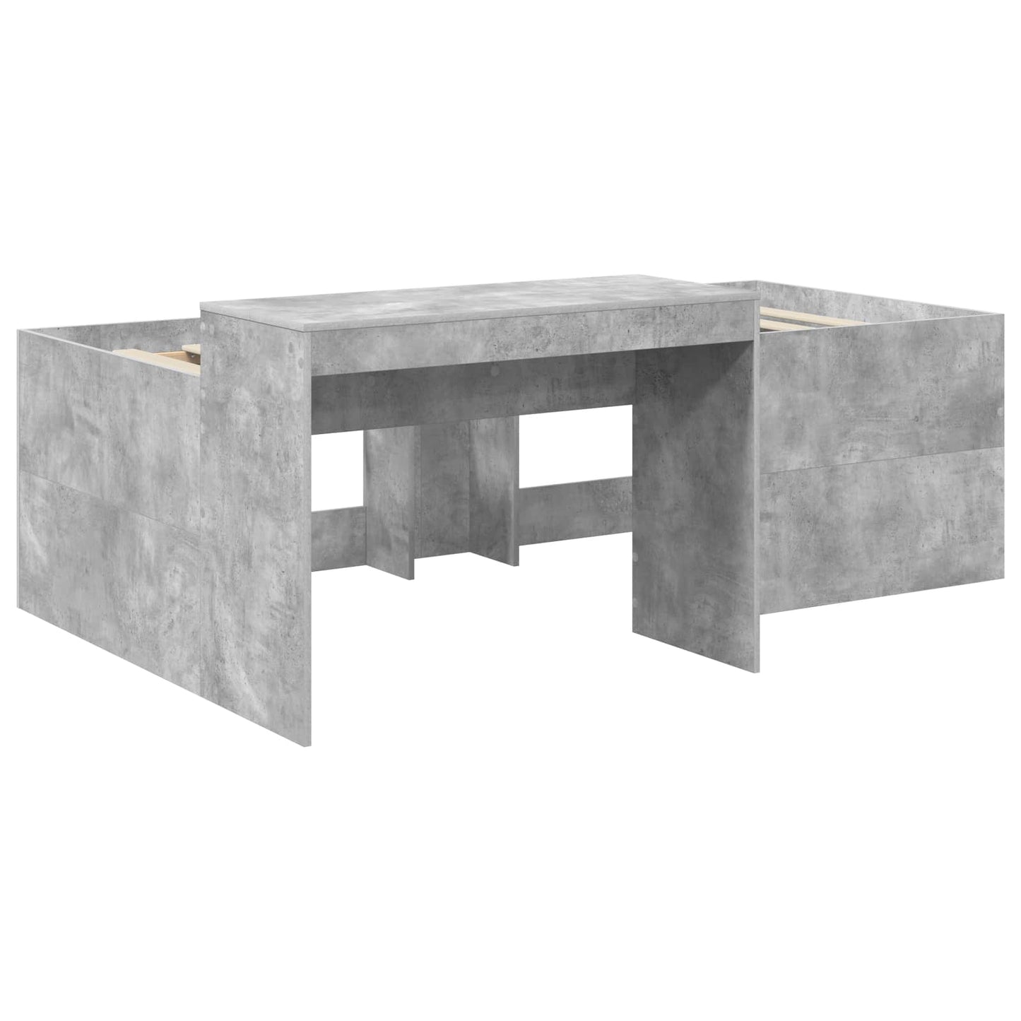 vidaXL Kids'High Bed Frame with Desk Concrete Grey Engineered Wood