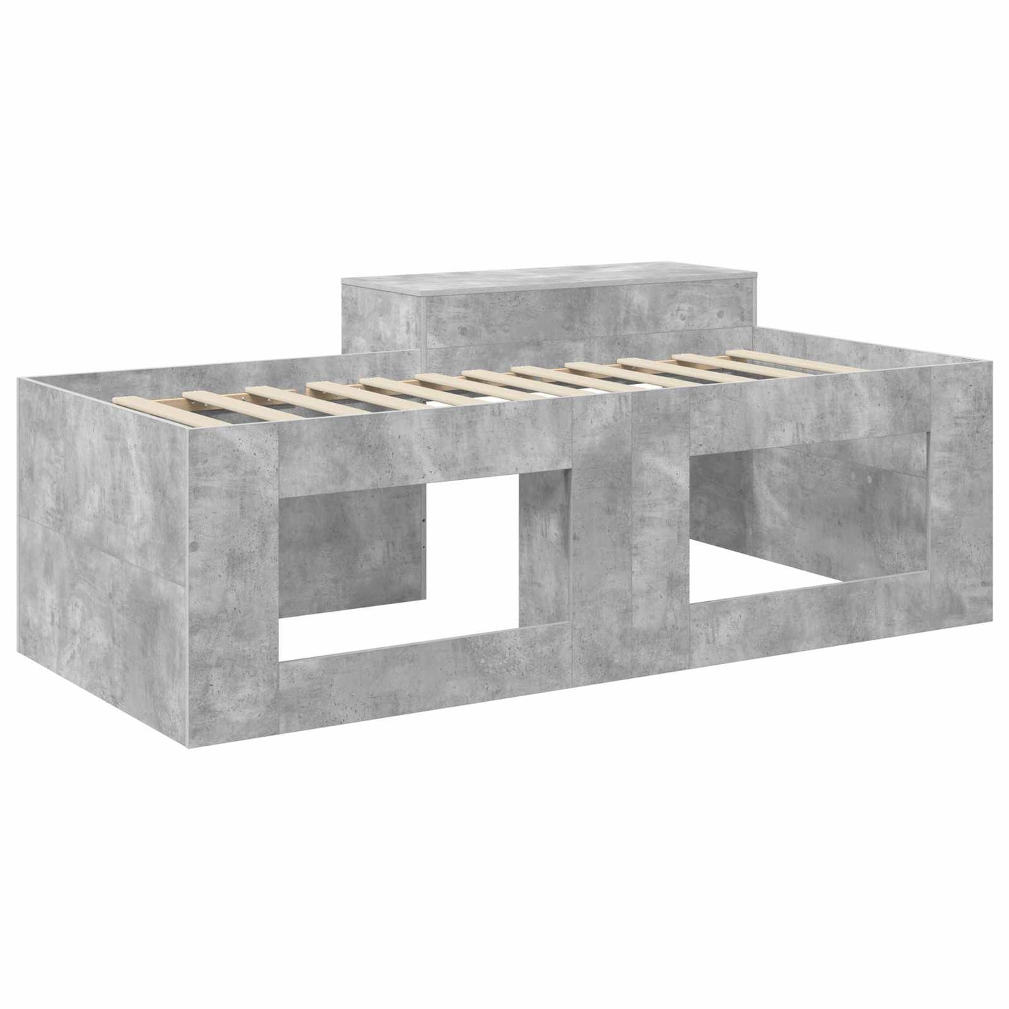 vidaXL Kids'High Bed Frame with Desk Concrete Grey Engineered Wood