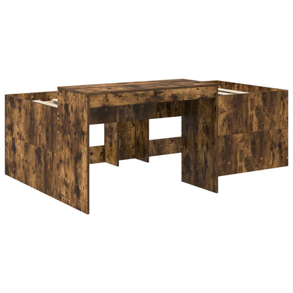 vidaXL Kids'High Bed Frame with Desk Smoked Oak Engineered Wood
