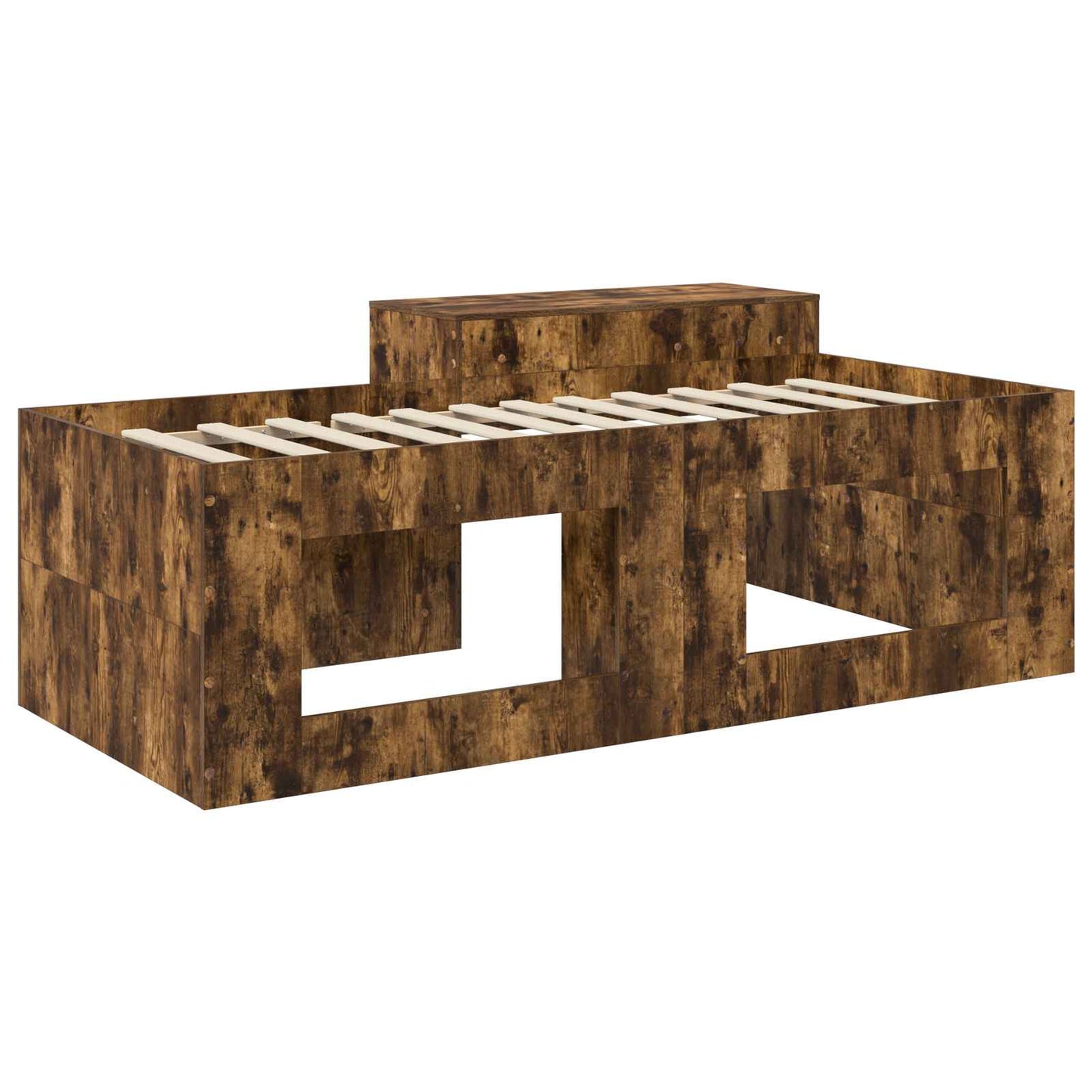 vidaXL Kids'High Bed Frame with Desk Smoked Oak Engineered Wood