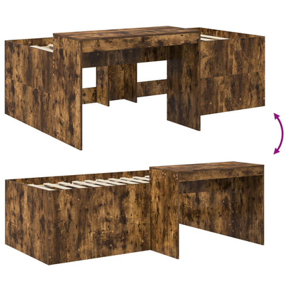 vidaXL Kids'High Bed Frame with Desk Smoked Oak Engineered Wood