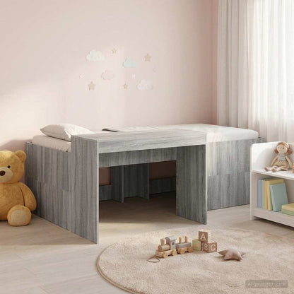 vidaXL Kids'High Bed Frame with Desk Grey Sonoma Engineered Wood