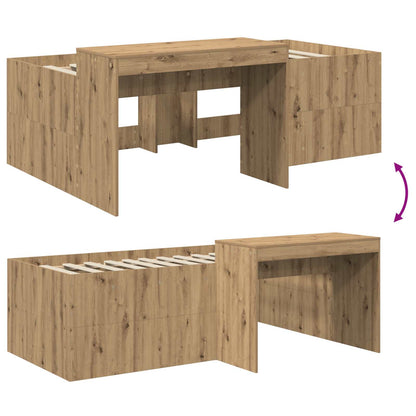 vidaXL Kids'High Bed Frame with Desk Artisan Oak Engineered Wood