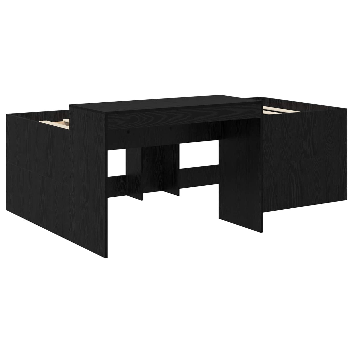 vidaXL Kids'High Bed Frame with Desk Black 75 x 190 cm