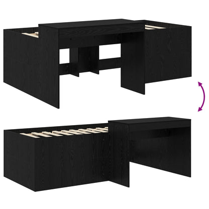 vidaXL Kids'High Bed Frame with Desk Black 75 x 190 cm