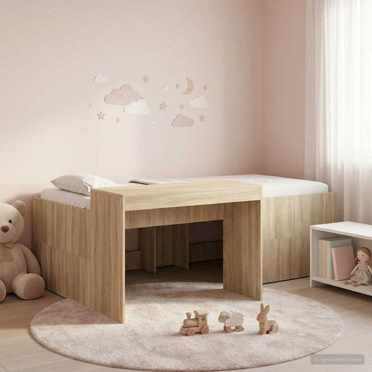 vidaXL Kids'High Bed Frame with Desk Sonoma Oak 75 x 190 cm