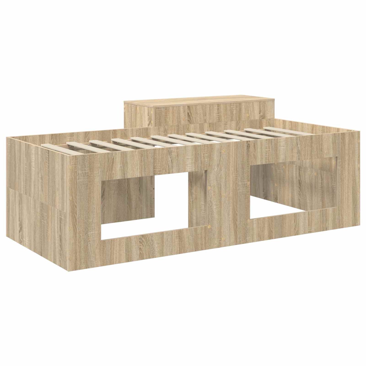 vidaXL Kids'High Bed Frame with Desk Sonoma Oak 75 x 190 cm