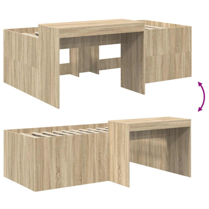 vidaXL Kids'High Bed Frame with Desk Sonoma Oak 75 x 190 cm