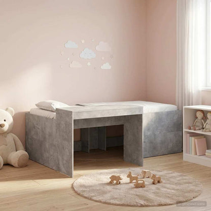 vidaXL Kids'High Bed Frame with Desk Concrete Grey 75 x 190 cm