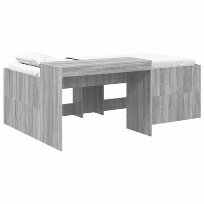 vidaXL Kids'High Bed Frame with Desk Grey Sonoma 75 x 190 cm