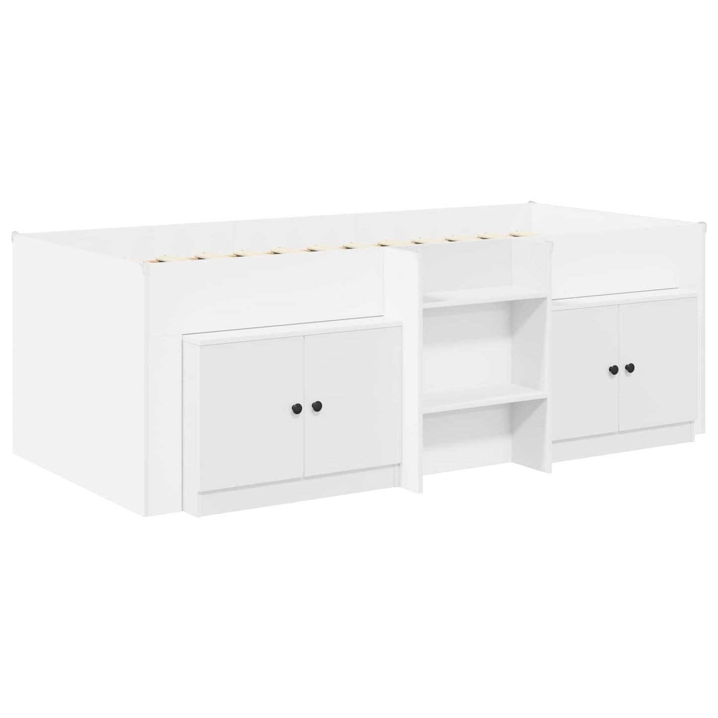 vidaXL Loft Bed Frame with Cabinet 3 pcs White Engineered Wood
