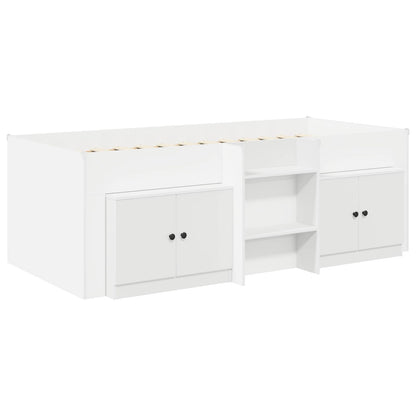 vidaXL Loft Bed Frame with Cabinet 3 pcs White Engineered Wood