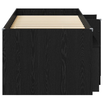 vidaXL Loft Bed Frame with Cabinet 3 pcs Black Engineered Wood