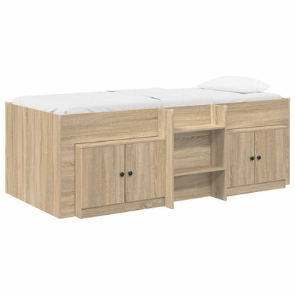 vidaXL Loft Bed Frame with Cabinet 3 pcs Sonoma Oak Engineered Wood
