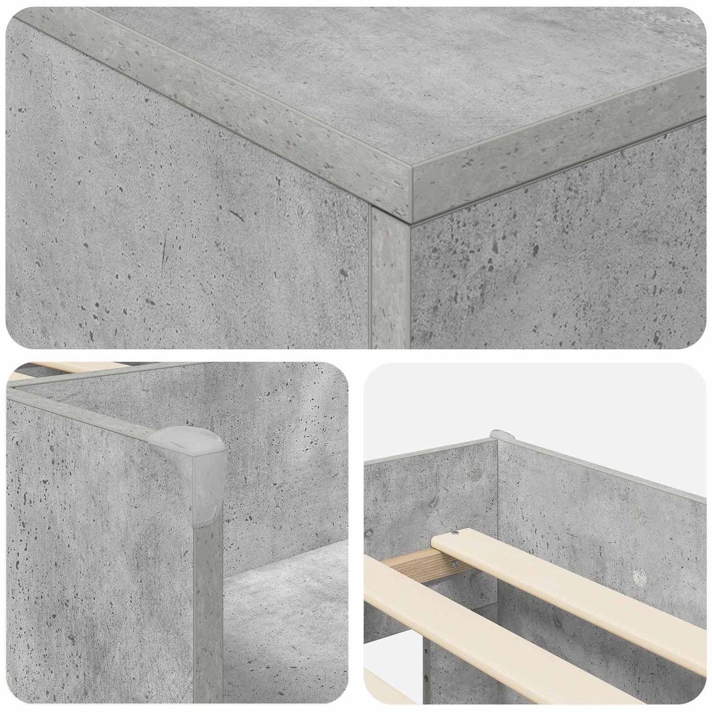 vidaXL Loft Bed Frame with Cabinet 3 pcs Concrete Grey Engineered Wood