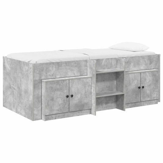 vidaXL Loft Bed Frame with Cabinet 3 pcs Concrete Grey Engineered Wood