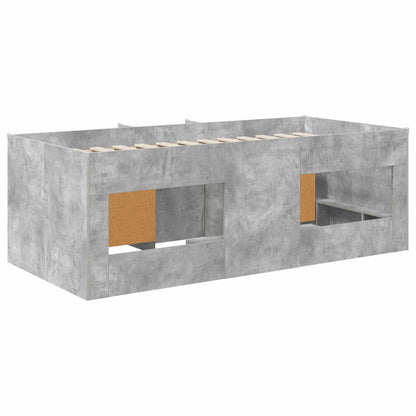 vidaXL Loft Bed Frame with Cabinet 3 pcs Concrete Grey Engineered Wood