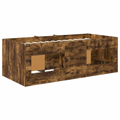 vidaXL Loft Bed Frame with Cabinet 3 pcs Smoked Oak Engineered Wood