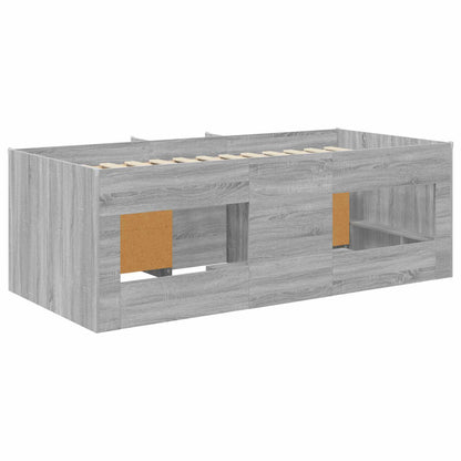 vidaXL Loft Bed Frame with Cabinet 3 pcs Grey Sonoma Engineered Wood