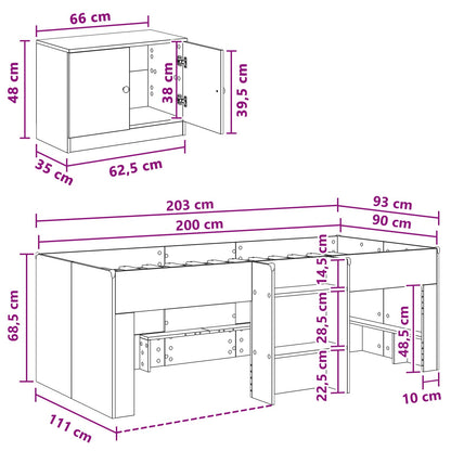 vidaXL Loft Bed Frame with Cabinet 3 pcs Grey Sonoma Engineered Wood