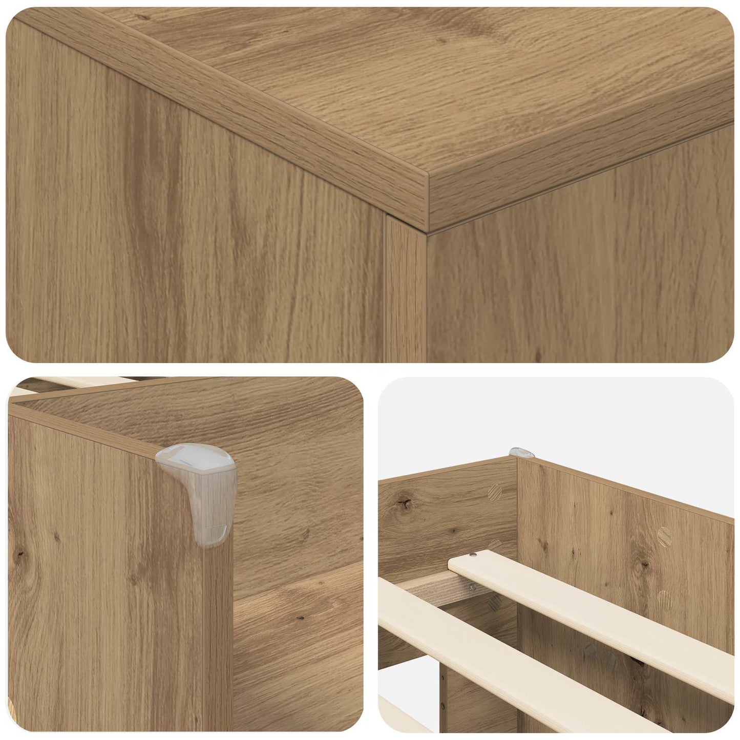 vidaXL Loft Bed Frame with Cabinet 3 pcs Artisan Oak Engineered Wood