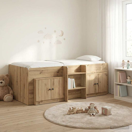 vidaXL Loft Bed Frame with Cabinet 3 pcs Artisan Oak Engineered Wood