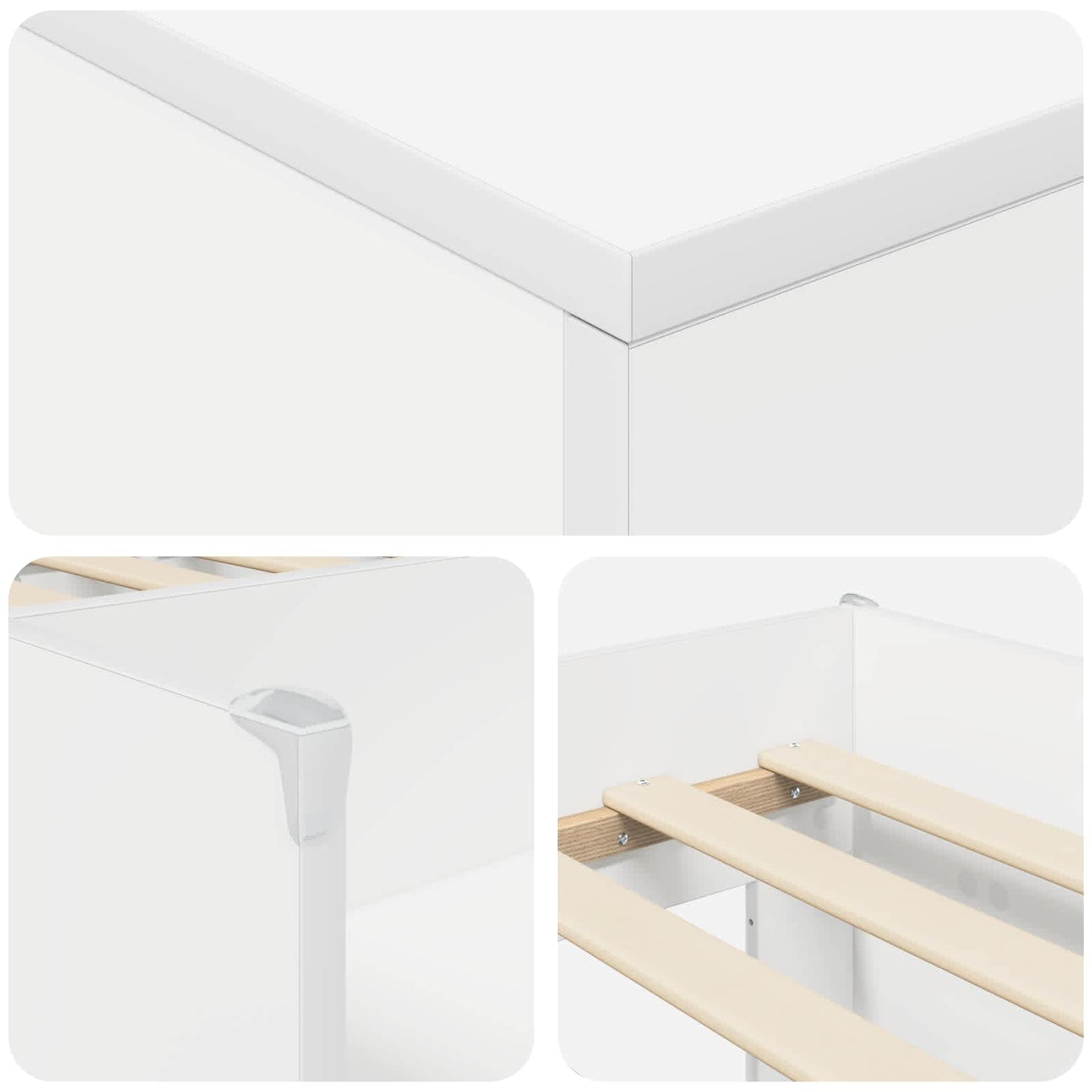 vidaXL Loft Bed Frame with Cabinet 3 pcs White Engineered Wood