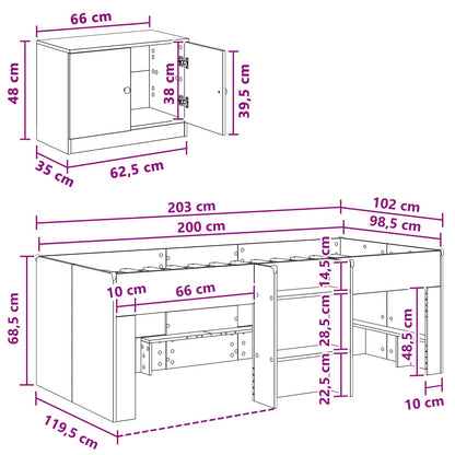 vidaXL Loft Bed Frame with Cabinet 3 pcs White Engineered Wood