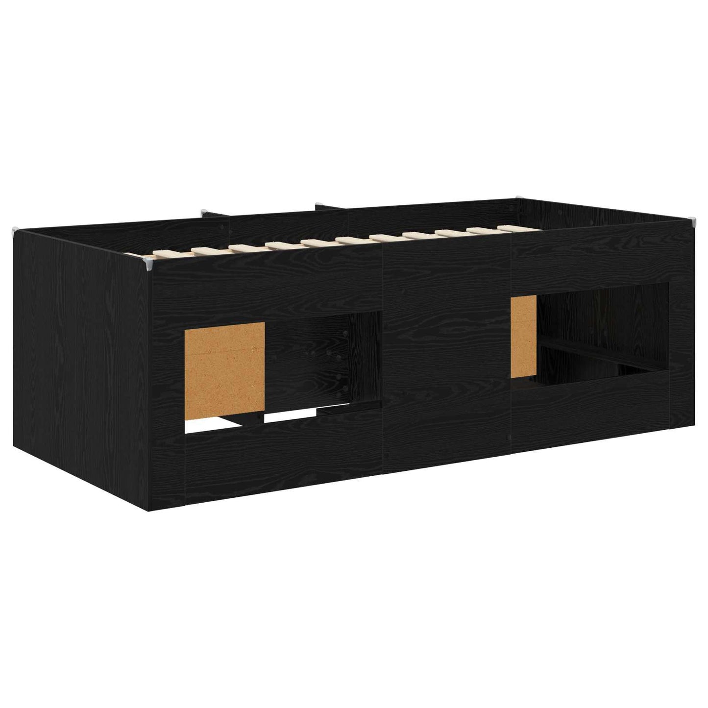 vidaXL Loft Bed Frame with Cabinet 3 pcs Black Engineered Wood