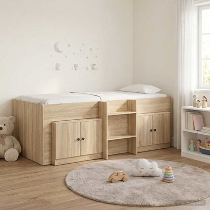 vidaXL Loft Bed Frame with Cabinet 3 pcs Sonoma Oak Engineered Wood