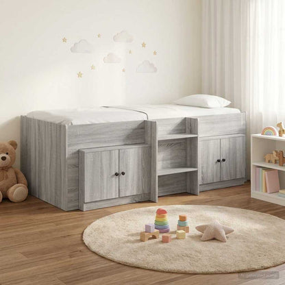vidaXL Loft Bed Frame with Cabinet 3 pcs Grey Sonoma Engineered Wood