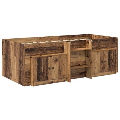 vidaXL Loft Bed Frame with Cabinet 3 pcs Old Wood Engineered Wood