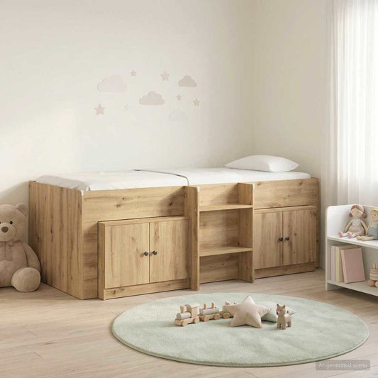 vidaXL Loft Bed Frame with Cabinet 3 pcs Artisan Oak Engineered Wood