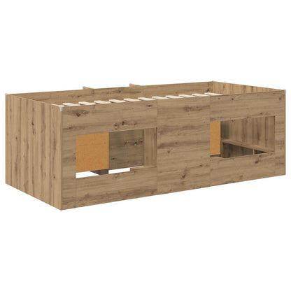 vidaXL Loft Bed Frame with Cabinet 3 pcs Artisan Oak Engineered Wood