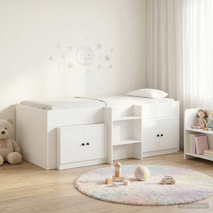 vidaXL Loft Bed Frame with Cabinet 3 pcs White Engineered Wood
