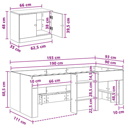 vidaXL Loft Bed Frame with Cabinet 3 pcs White Engineered Wood