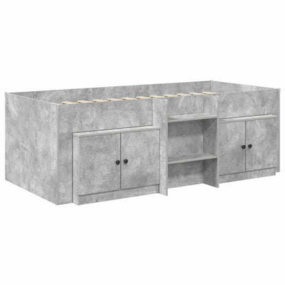 vidaXL Loft Bed Frame with Cabinet 3 pcs Concrete Grey Engineered Wood