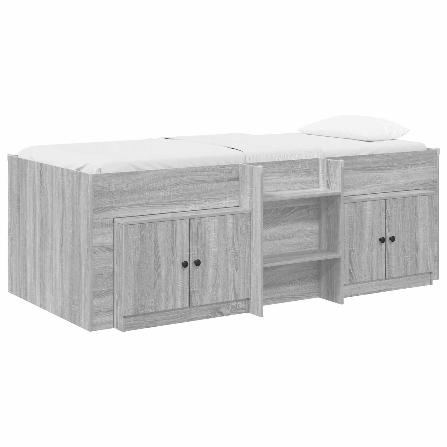 vidaXL Loft Bed Frame with Cabinet 3 pcs Grey Sonoma Engineered Wood